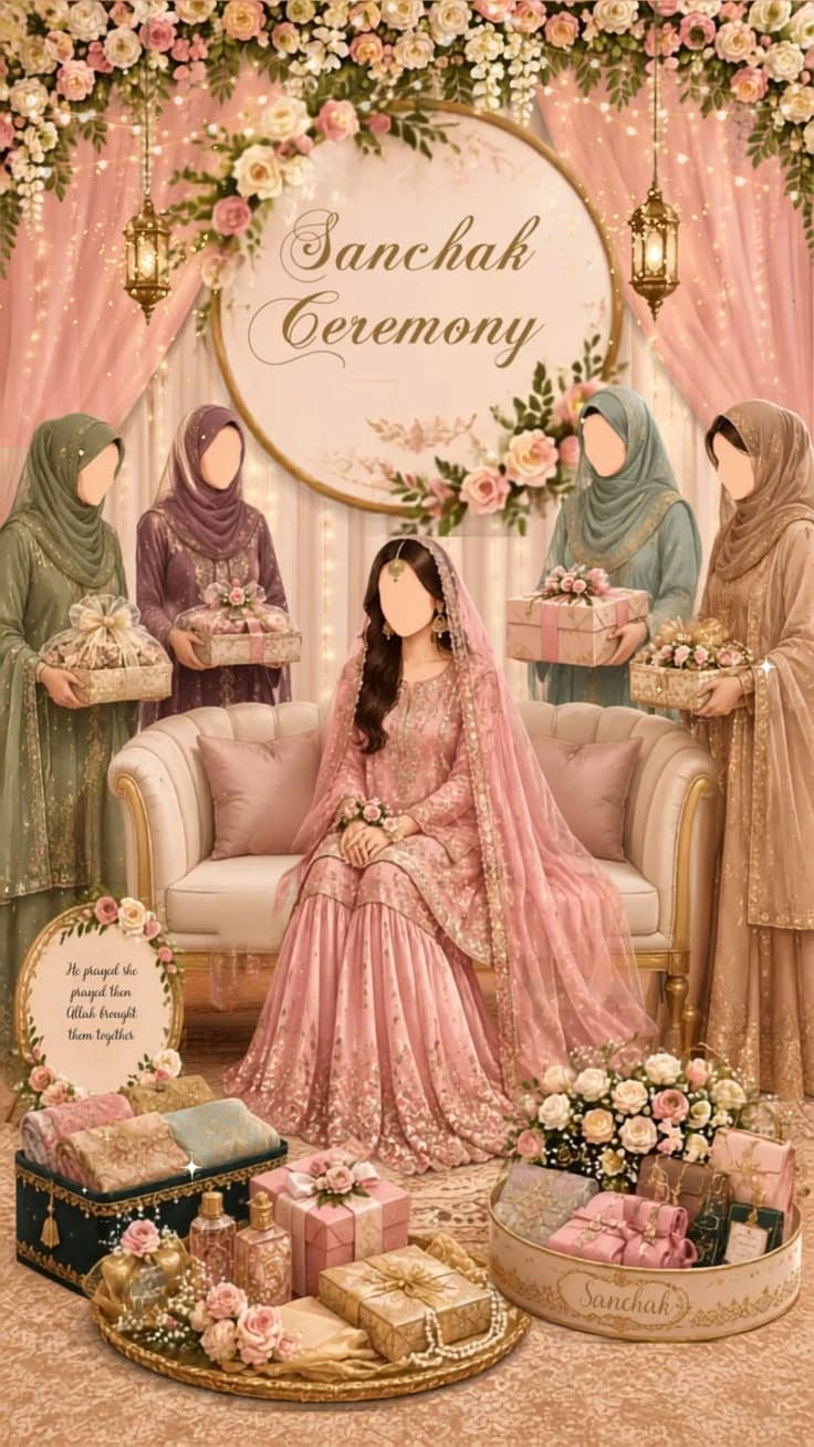 Customizable Blush Bloom Mehndi & Sanchak Video Invite