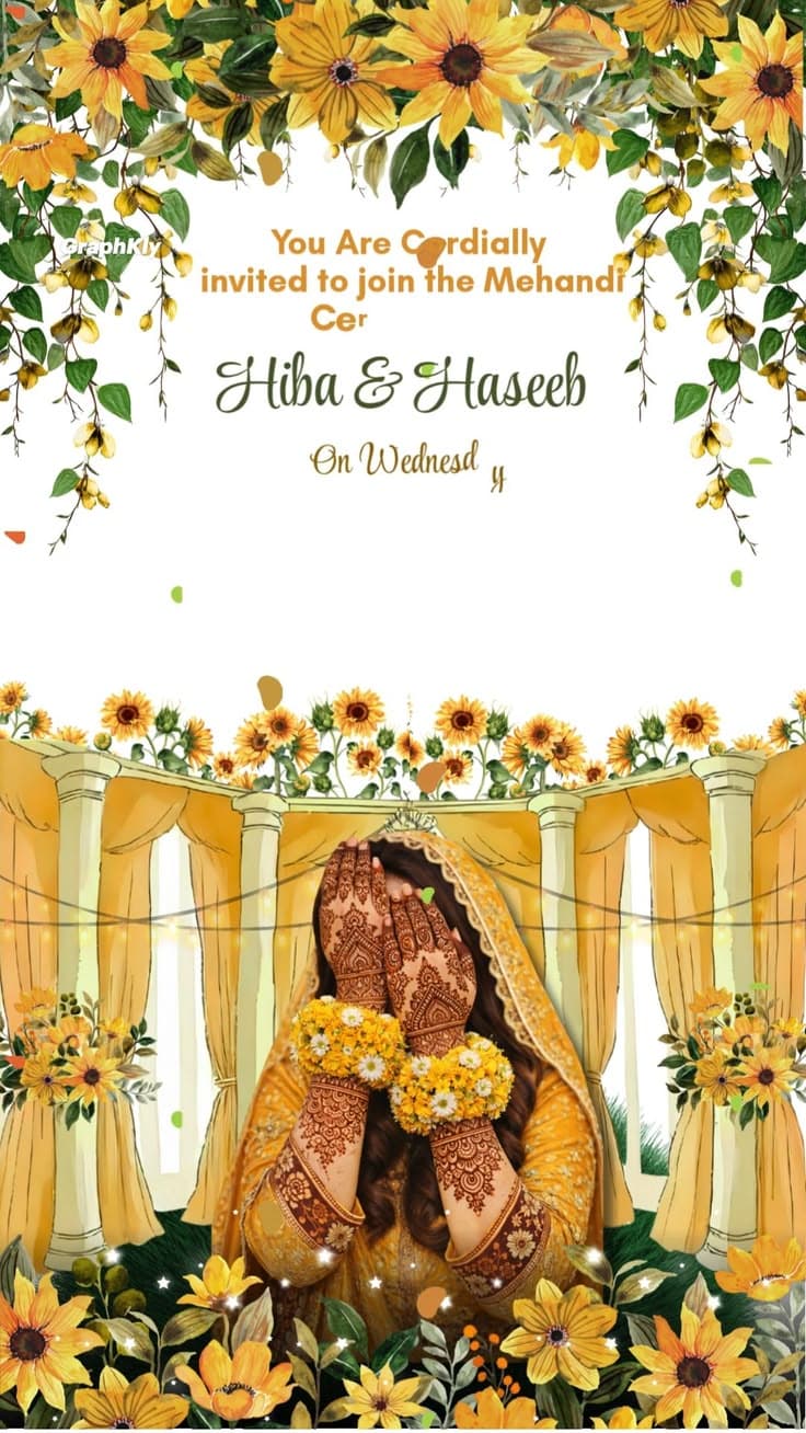 Traditional Haldi Invitation Video - Vibrant Yellow & Marigold Digital Invite