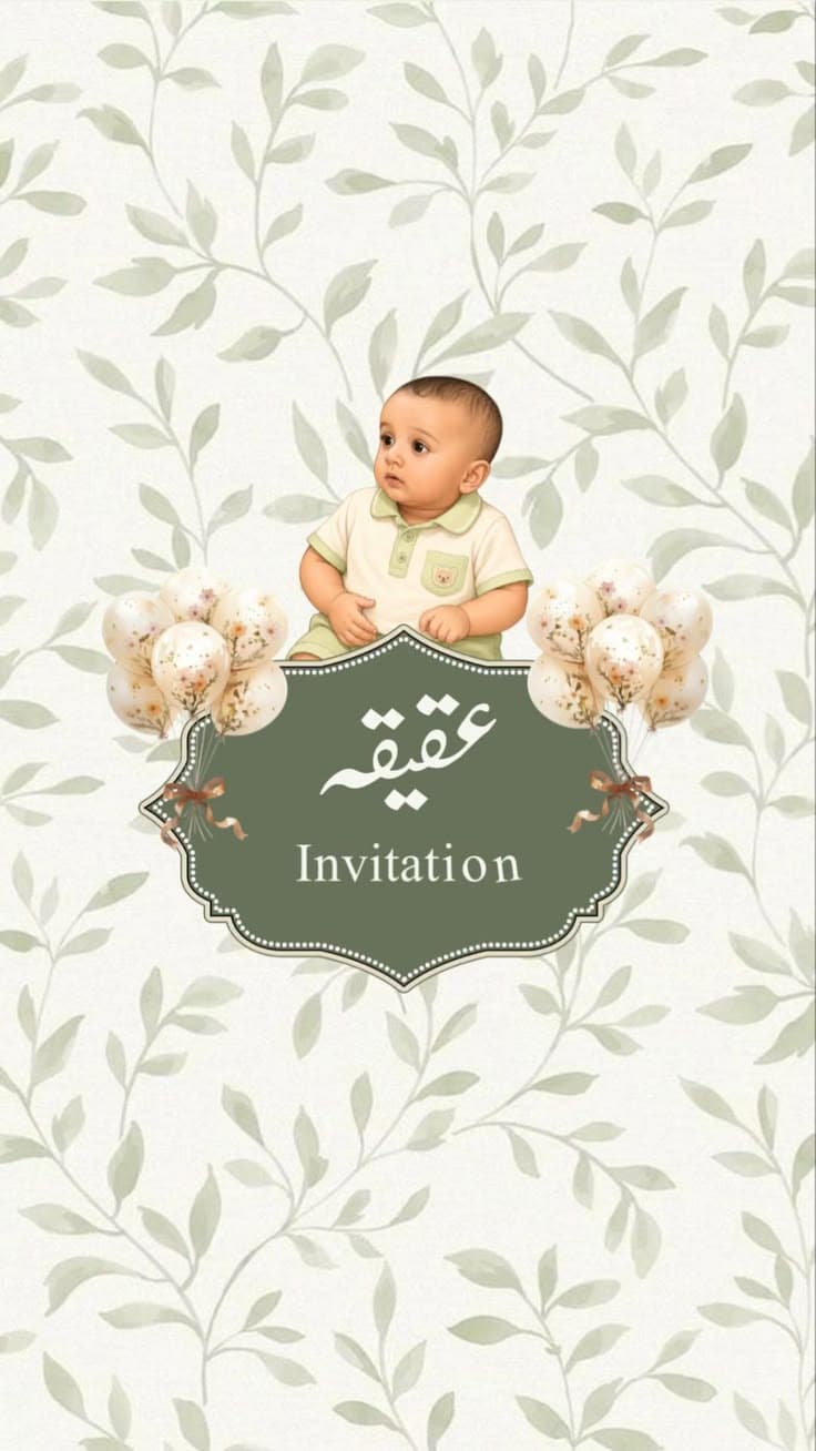 Customizable Modern Aqiqah Video Invitation for Baby